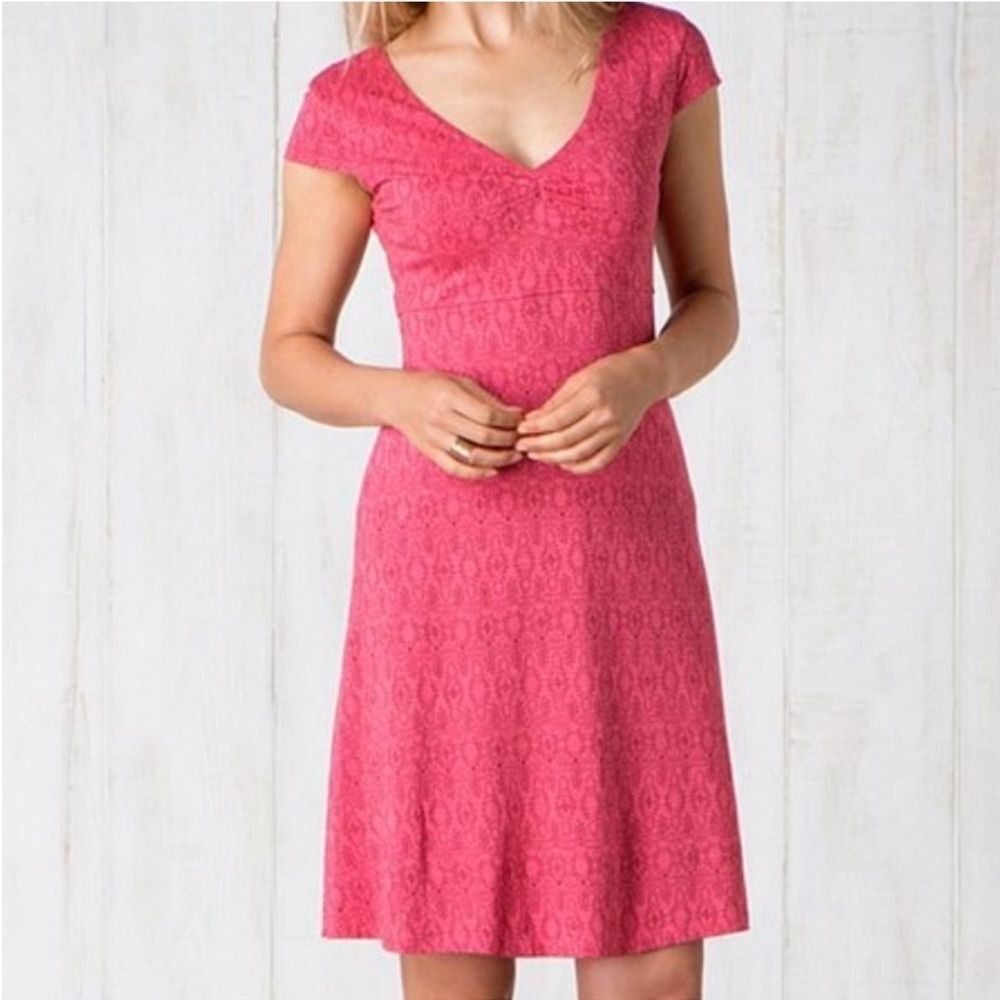 Toad & Co Rosemarie Dress Pink Sorbet Tapestry Print Pattern Outdoor Size XS